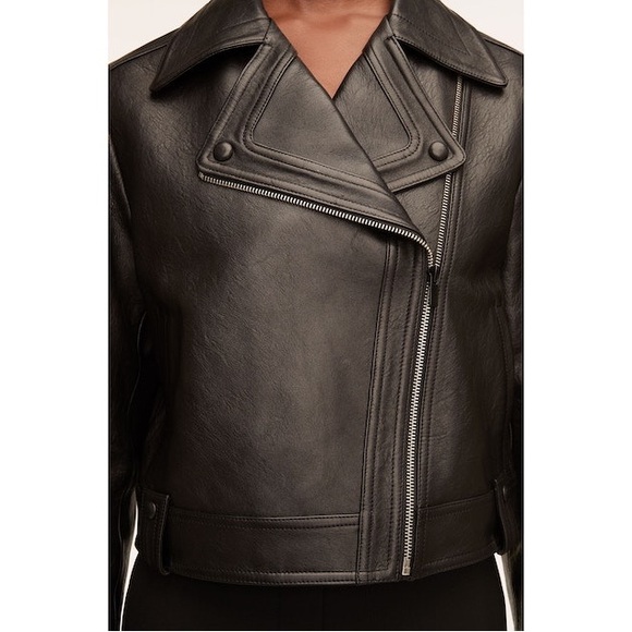 LAMBSKIN LEATHER jacket- MEDIUM- Cropped & Fitted Women’s Moto Jacket BLACK - Picture 14 of 14